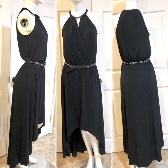 Michael Kors-High Low-Chain Belt Maxi Dress-Sz S - Picture 1 of 3